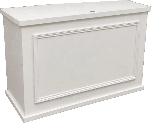 Cream dessert bar cart with scalloped canopy